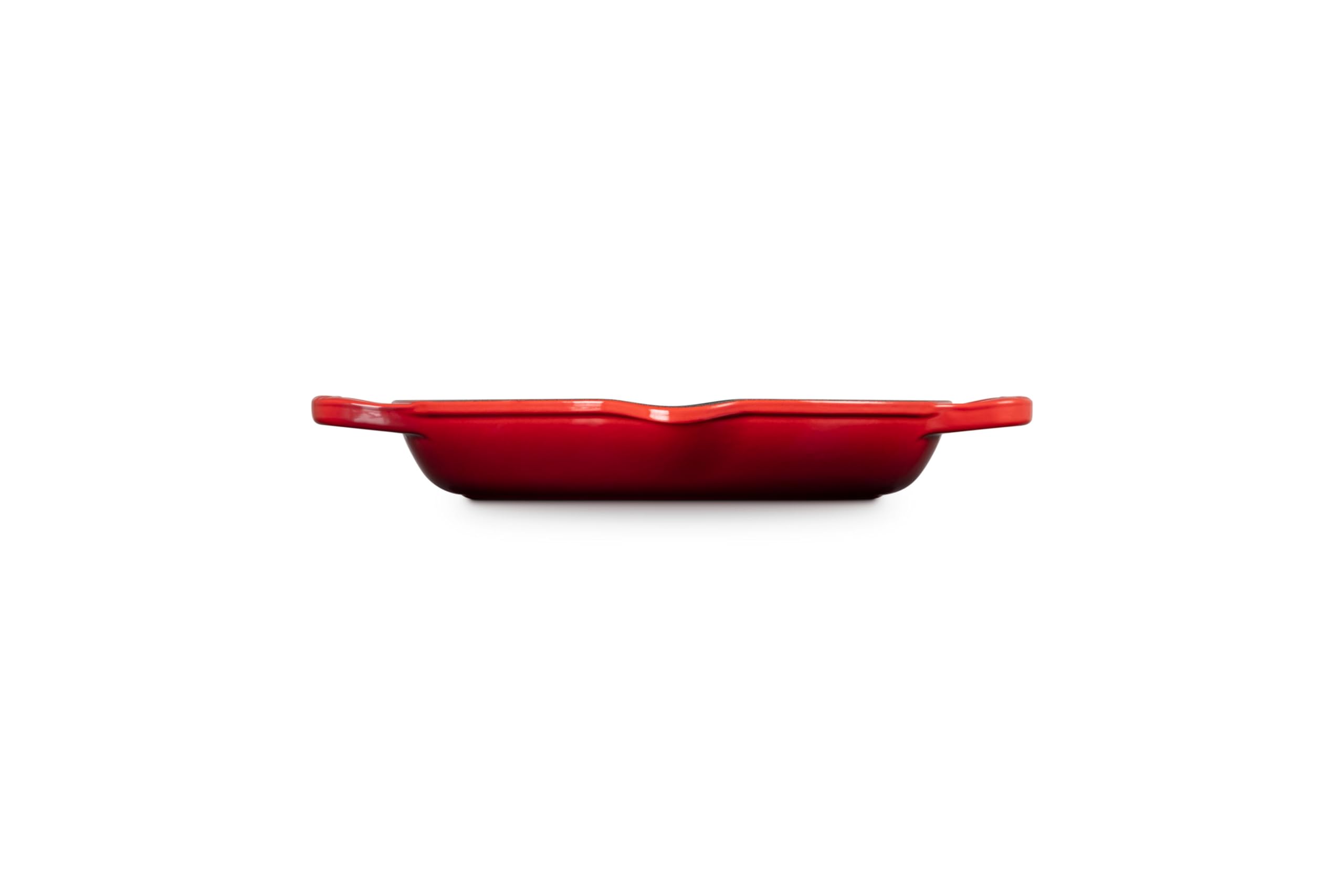 Le Creuset Parrilla redonda alta de hierro fundido esmaltado Signature con asa auxiliar, para todo tipo de placas y hornos, 25 cm, Cereza, 20208250600422