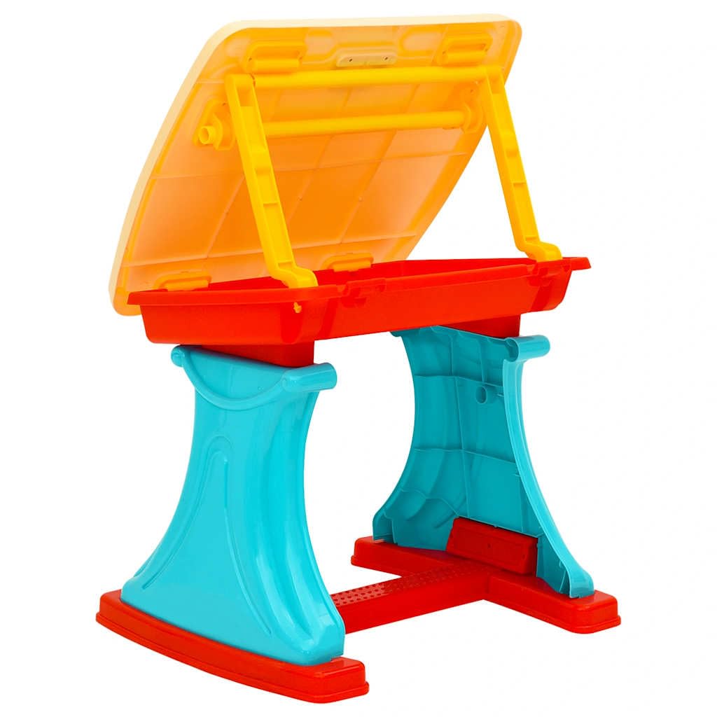 Mangloder - Scrivania per bambini, regolabile, multicolore, con vano portaoggetti, sgabello incluso, pieghevole, adatto per giochi creativi e apprendimento nella cameretta dei bambini, stimola