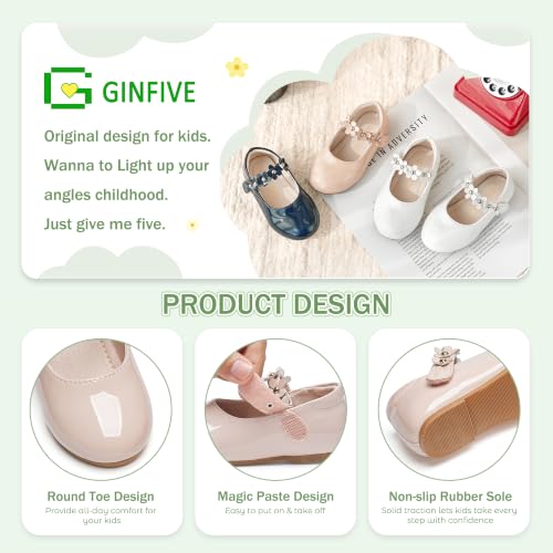 Image of GINFIVE Toddler Girls Dress Shoes Little Girls Mary Janes Ballerina Flats Shoes Toddler