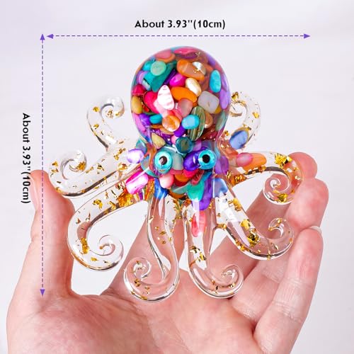Estatua decorativa de pulpo verde de resina miniatura 2