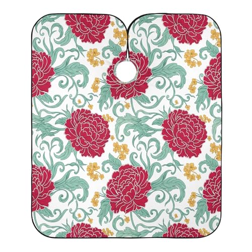 Capa para corte de cabello Peony Roja, profesional e impermeable para barbería y peluquería, con cierre ajustable de broche metálico miniatura 2
