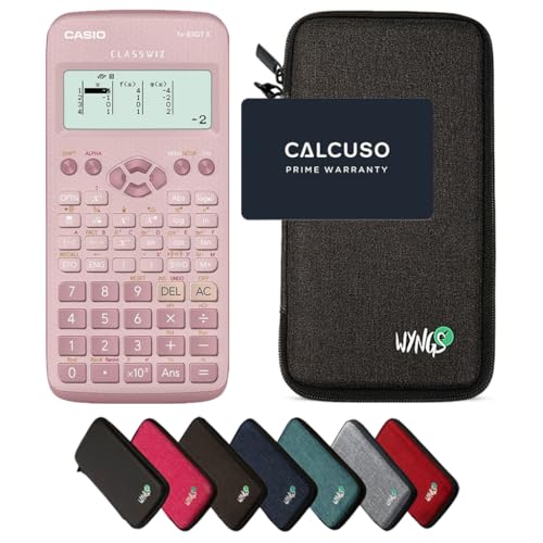 Casio fx-83GT X Pink inkl. WYNGS Schutztasche Dunkelgrau - Wissenschaftlicher Taschenrechner - Basic Set
