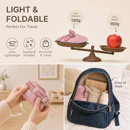 ATHMILE Slippers for Women Men – Adjustable Wide Diabetic House Slippers Comfy Fuzzy Teddy Fleece Slipper Socks Slip on House Shoes Non-Slip Indoor Outdoor for Home Travel Yoga Hospital — view 6