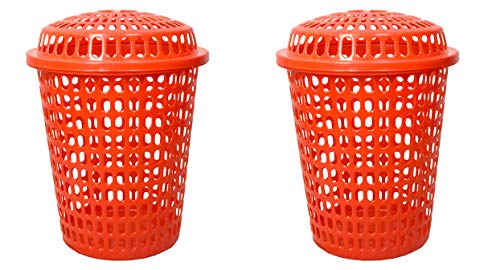 Image of Durable Unbreakable 50 L 2 Royal Laundry Basket with Lid, Cap (Red)