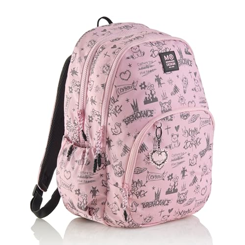 Mochila sostenible Miquelrius rosa con tejido reciclado de alta resistencia y base reforzada