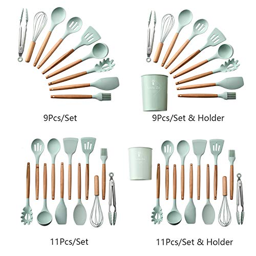 KKmoon 9pcs conjunto de utensílios de cozinha Conjunto de utensílios de cozinha de silicone Conjunto