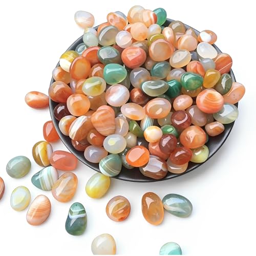 Polished Crystals and Healing Stones, 40 Pcs 0.5-0.8"Rocks for Tumbling, Healing, Reiki, Meditation, Crafting, Home Decor, Multicolor (Colored Agate, 0.5-0.8")