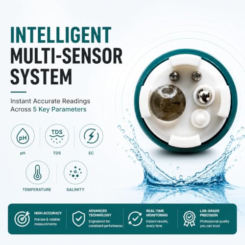 Image of 5-in-1 Digital PH and TDS Meter | Accurate PH, TDS, EC, Salinity & Temperature | Waterproof Swimming Pools, Aquariums, Hydroponics and Drinking Water