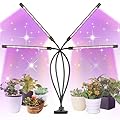 LED Grow Lights, 4 Heads Red Blue White Full Spectrum Plants Lights with Clamp for Indoor Plants & Seed Starting, 10-Level Dimmable, Auto On Off, Timing 4 9 12Hrs