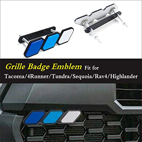 Image of Tri-Color Grille Badge Emblem Decoration Accessories Car Truck Label Compatible for Tacoma 4Runner Tundra Sequoia Rav4 Highlander (Dark Blue /Sky Blue /White)