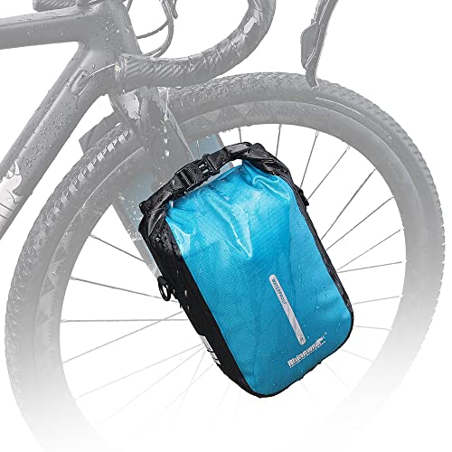Rhinowalk Bike Front Fork Waterproof bag Bike Pannier Bag Saddle Bag Fork Bag Rack Bicycle Bag Shoulder Bag 4L for E-Scooter Mountain Bike Accessories -Black