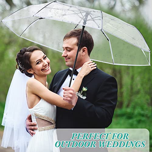 Sanwuta 12 Pcs Transparent Folding Umbrella Full Automatic Clear Foldable Auto Open Close Umbrellas for Rain Wedding2