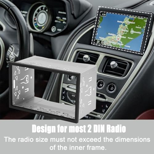 Autoradio Einbaurahmen, 2DIN Doppel Metallrahmen Halterung, Auto Radio Montage Rahmen mit Montagezubehör, Doppel Din Einbaurahmen für VW Doppel Din Autoradio Radio Auto DVD Player