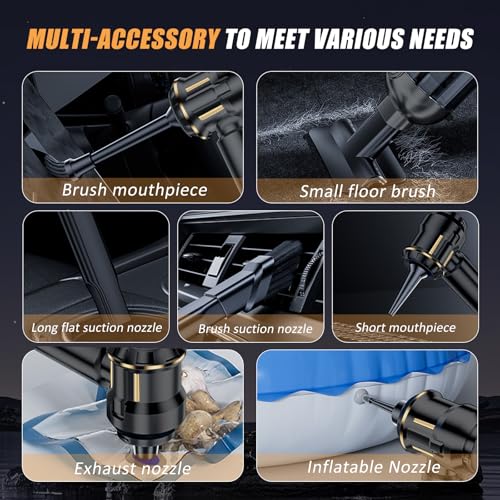 Image of Handheld Car Vacuum Cordless, Mini Vacuum Cleaner Rechargeable, 16000Pa Hand Held Vacuum Cleaner Portable, Small Vacuum with Multi-Nozzles, Dust Duster for Car Home Office Pet (Black Gold)