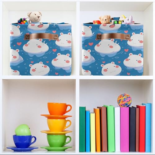 Cestas plegables e impermeables con mango resistente de hipopótamo azul 7