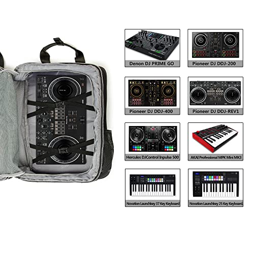 Rabjen Dj Backpack For Club Gigs, Dj Mixer Case Compatible With Pioneer Dj Ddj-Rev1, Dj Controller, Novation Launchkey 37 Key Keyboard And More Equipment #TOP2