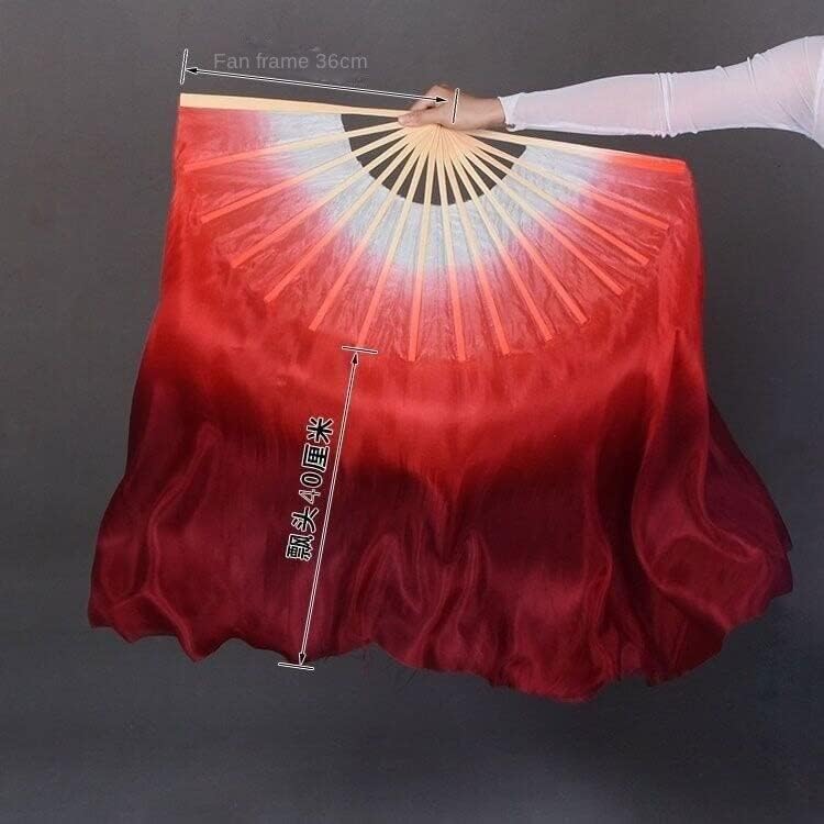 Gradient Silk Dance Fan Classical Dance Belly Dance Festival Stage Performance Props 76cm Long (Color : RedLeft) (Color : Redleft)(Redleft)