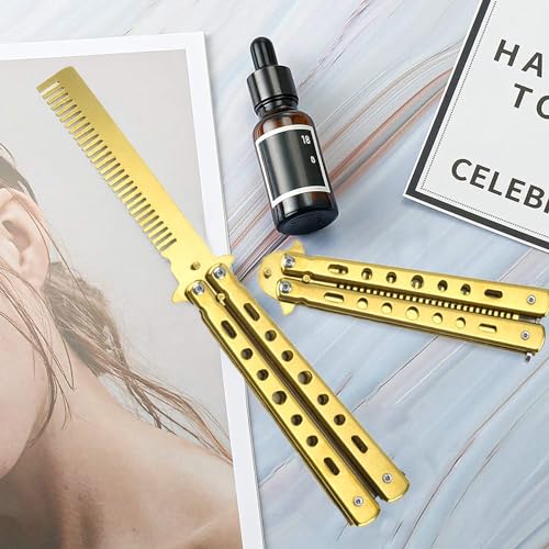 Butterfly Comb Stainless Steel - Foldable Training Comb for Hair Styling Pocket Comb for Beginners Hair Accessories Gold - Image 3