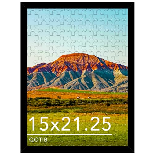 QOTIB Wood 15x21.25 Puzzle Frame Black for Wall Hanging 15 x 21.25 Picture Frame Poster Photo Frame for Wall Horizontally or Vertically Black 1 Pack