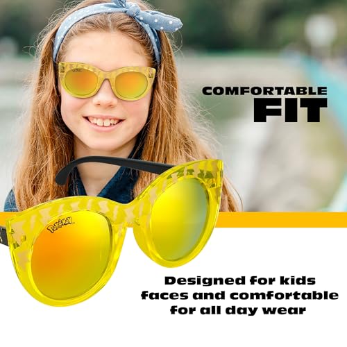 Image of ARKAID Pokemon Sunglasses - Comfortable UV-Protective Pikachu Sunglasses W /t Soft Carrying Case - Official Pokemon Accessories & Gifts for Boys & Girls