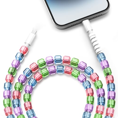 ATESSON for iPhone Charger Cord Beaded Phone Charger Cable for iPhone 14/13/12/11 Pro Max 3.3FT 60W Fast Charging Cute Beaded Charging Cord for Girls Women, USB C Cable for i-Phone Color