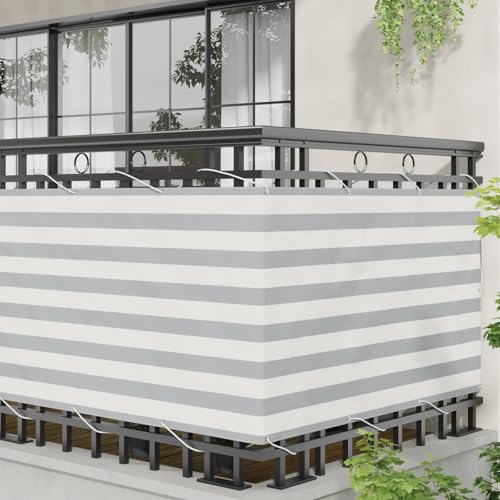 Écran de balcon haut de gamme en polyester moderne oblong gris - 4
