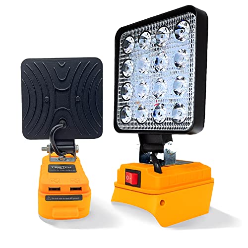 Teetok Cordless Led Work Light For Dewalt 20V Battery, 48W 3800 Lumens Led Flood Light With 2 Usb Charging Port, Battery Light For Outdoor, Camping, Car Repairing, Emergency And Job Site Lighting #TOP1