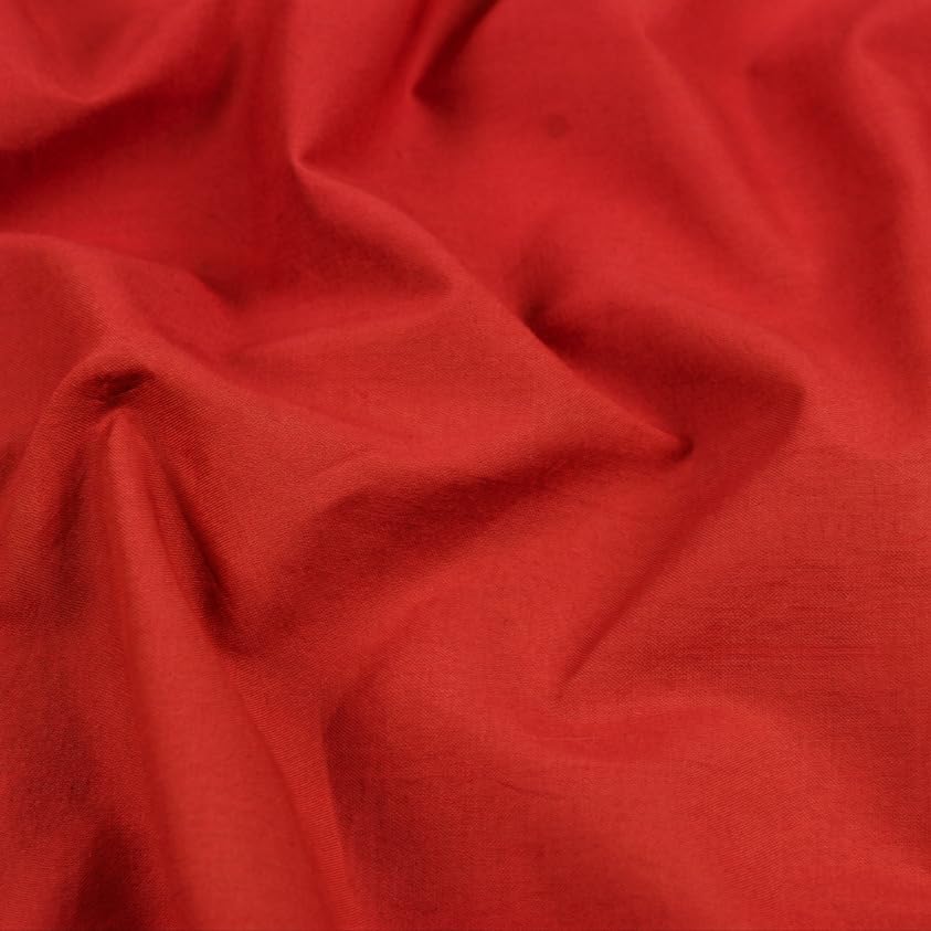 Image of Soimoi Red Solid 60 * 60's Cotton Cambric Fabric by 10 Yards, 56 Inch Wide Light Weight Material Suitable for Kurtis, Blouses, Kids Clothing, Tunics, Dresses and Summer Apparel