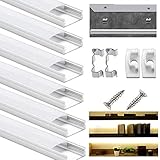 Stark und kompatibel mit vielen LED-Streifen: Das LED-Profil ist 12,2 mm breit und kann die meisten LED-Streifen aufnehmen. Der Aluminiumkörper ist stark und kann Wärme gut ableiten (z. B. 3528, 5050 und 5630 usw. Verwenden Sie Lichtstreifen mit mehr als 120 Lampenperlen.)