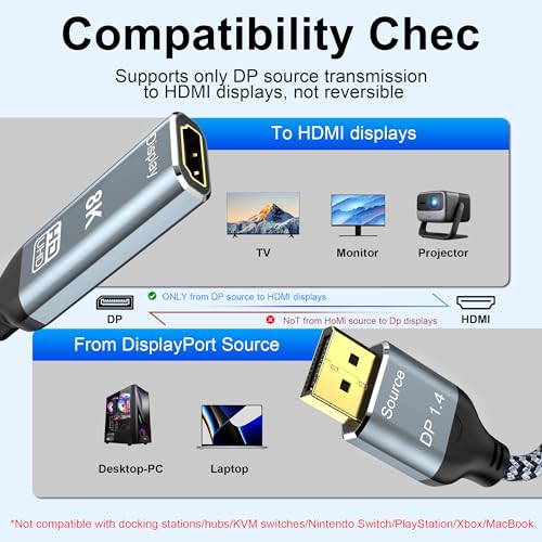 Adaptador DP a HDMI 8K para conectar tu PC gaming de alta gama al televisor del salón 7