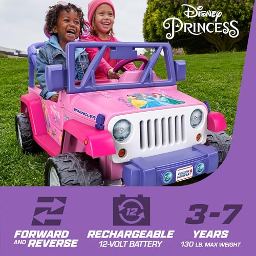 Power Wheels Disney Princess Jeep Wrangler Ride-On Battery Powered Vehicle with Sounds & Phrases for Preschool Kids Ages 3+ Years​ - Thumbnail 2