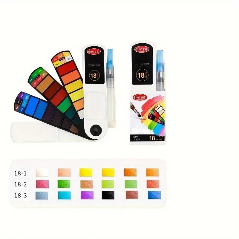 Set di pennelli per pittura ad acquerello a ventaglio pieghevole, pigmenti facilmente solubili, kit artistico compatto portatile per schizzi e creazione di interni