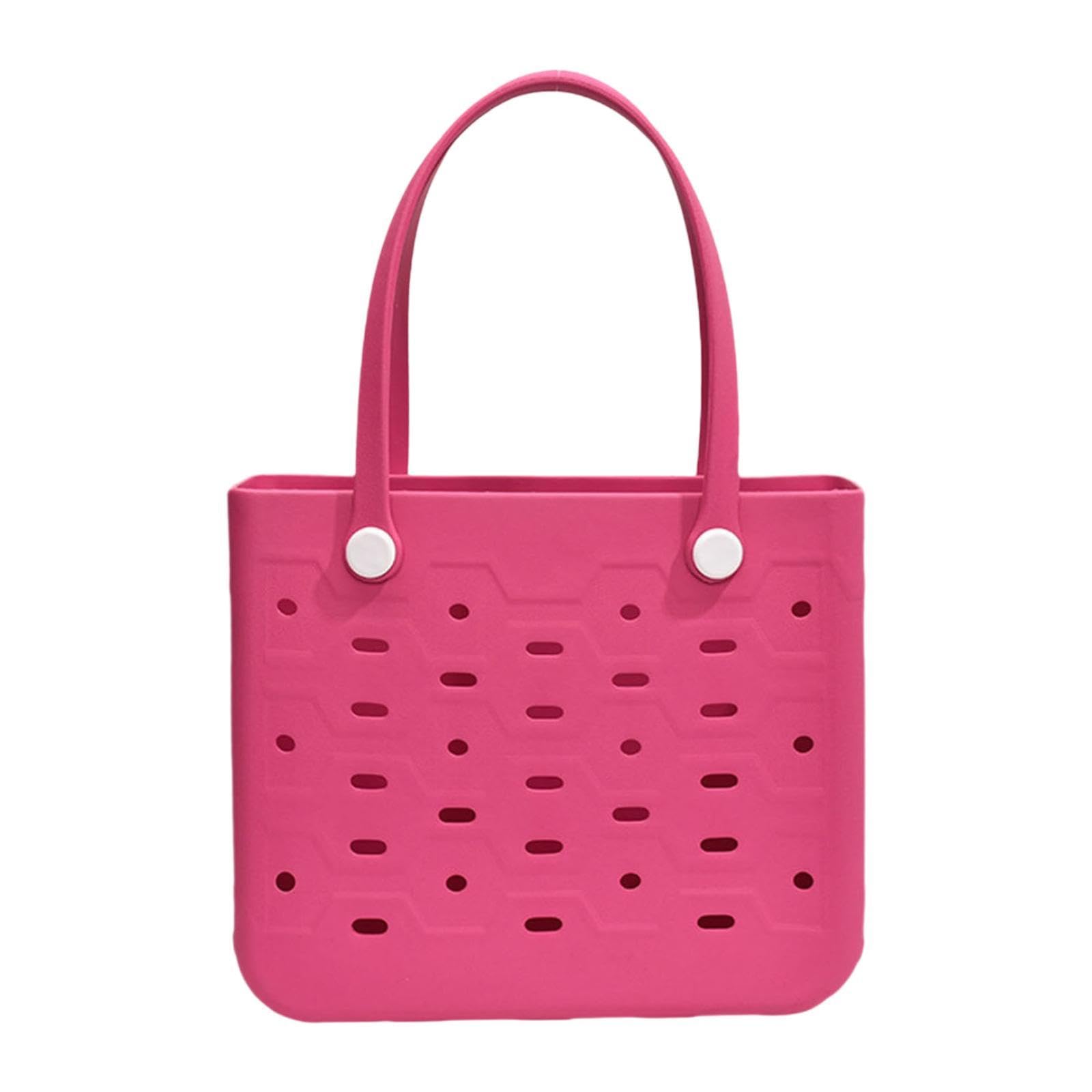 nivaa Beach Hole Bag Portable DIY Creative Purse Tote Bag for Travel Boating Party Rose Red-picture-43