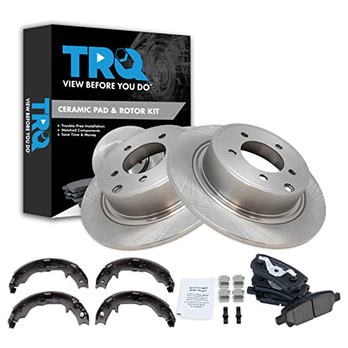 Image of TRQ Rear Brake Pad & Rotor Kit Compatible with 2017 Jeep Patriot Compass 2013 Chrysler 200