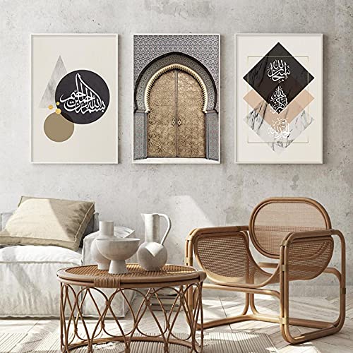 Arche affiche islamique bohême pour habiller un grand mur vide sans cadre 3 pcs