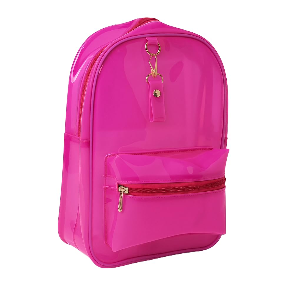 Stylish Transparent Backpack for Girls – PVC Jelly School Bag with Front Pocket Lightweight Travel Daypack for Teens & Kids-image-0
