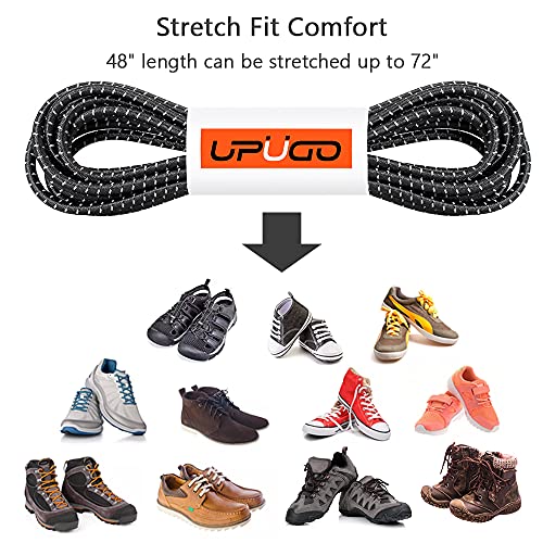 Image of UpUGo Elastic Shoe Laces, No Tie Shoe Laces Tieless for Kids, Adults, Elderly, One Size Fit All