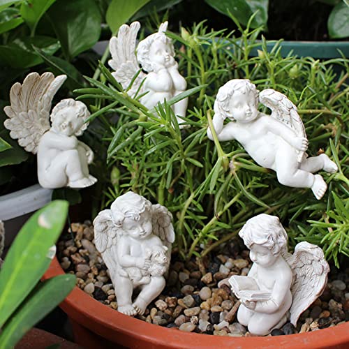 Tnfeeon Set Of 5 Cherubs Resin Garden Statue Figurine On Stick Indoor Outdoor Home Garden Decoration Adorable Angel Sculpture Memorial Statue For Garden Backyard Ground #TOP1