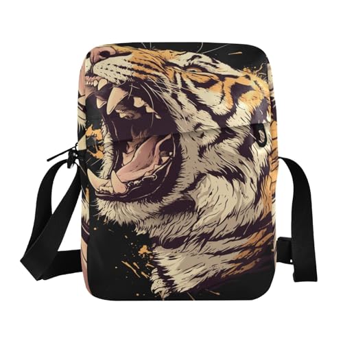 Roaring Tigers men's messenger bag men shoulder bag Cross Body Purses Adjustable Strap for outdoor sports outdoor sports