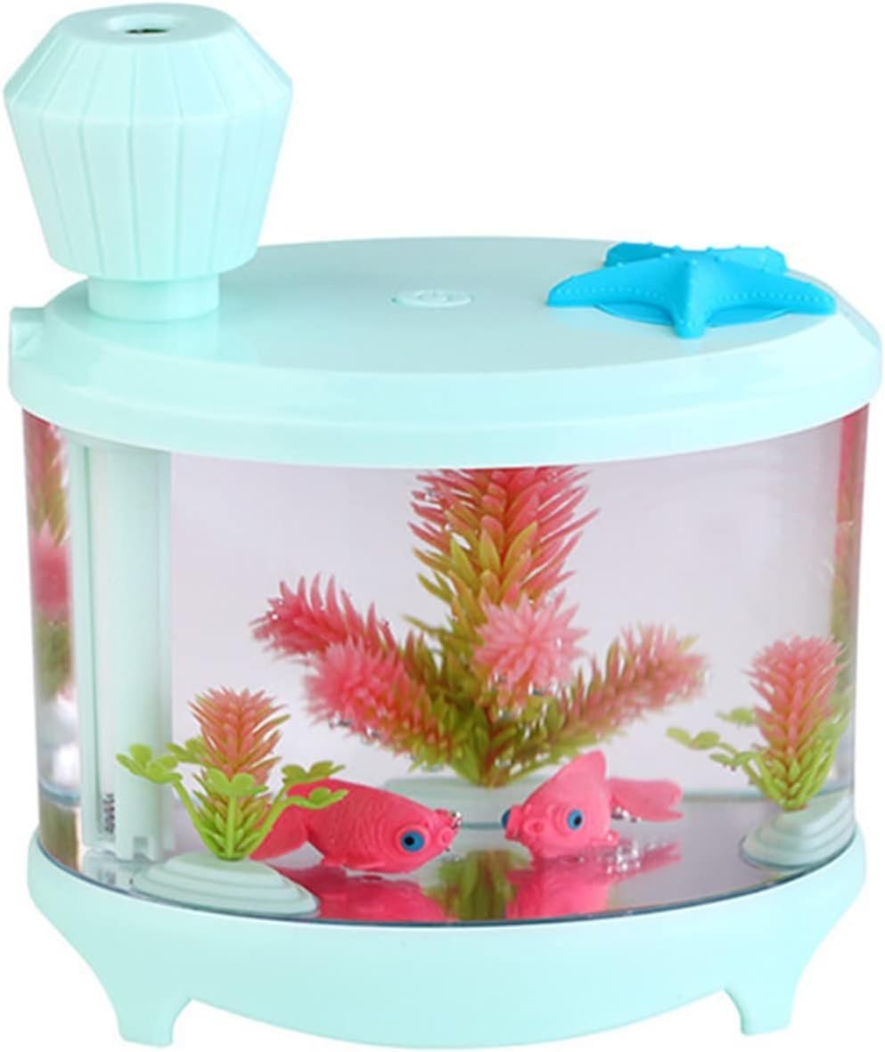 Do użytku domowego Nawilżacze Kreatywny akwarium Przenośny mininawilżacz powietrza Dyfuzor Kolorowa lampka nocna USB Mini Mist Maker 460ML Dyfuzor wody Wyciszenie opryskiwacza(Nero)