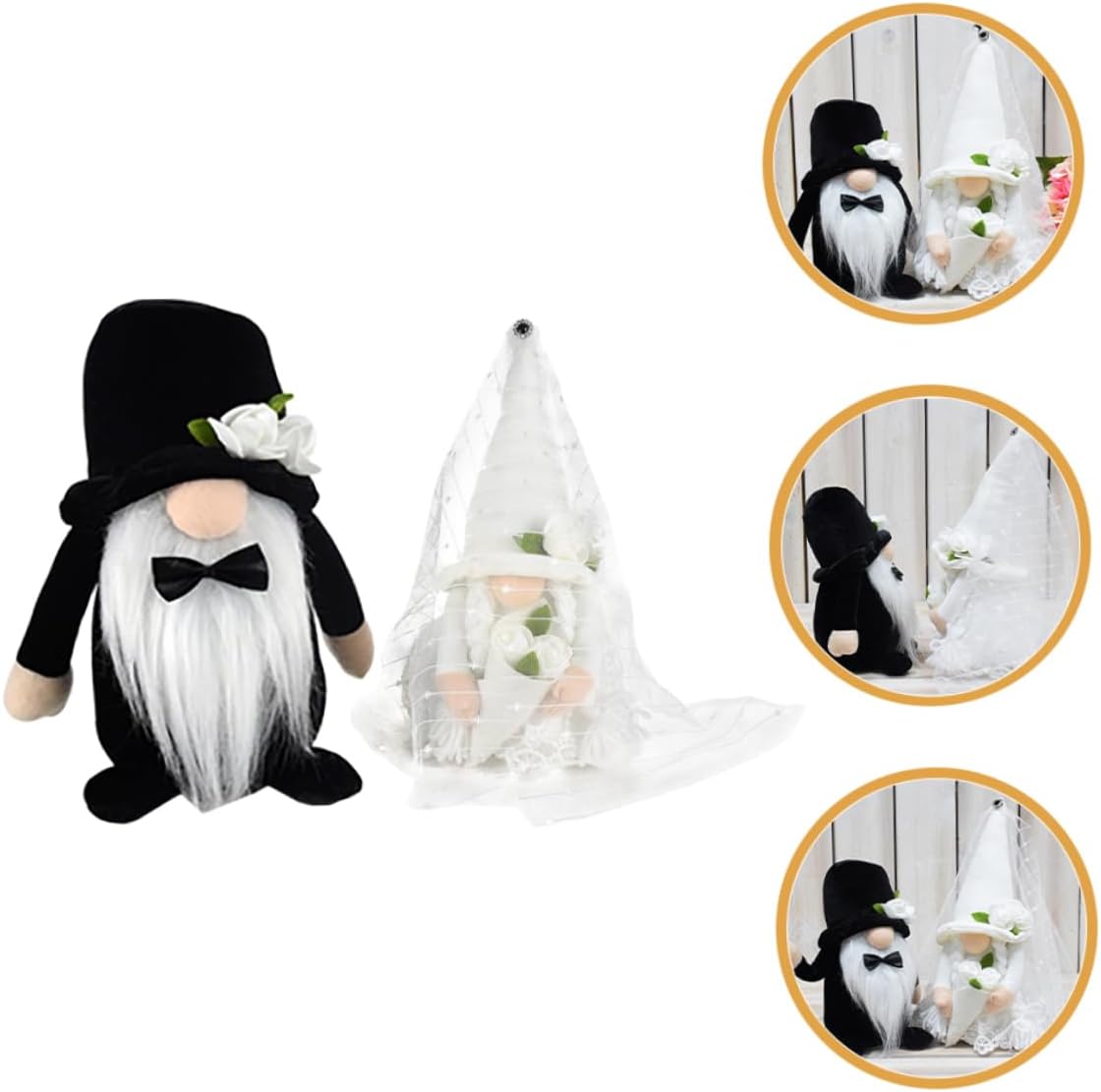 2pcs Wedding Gnomes Plush Doll Decoration for Bride Groom Charming Bridal Gnome Ornaments for Home Wedding Tabletop Centerpiece for Celebrations