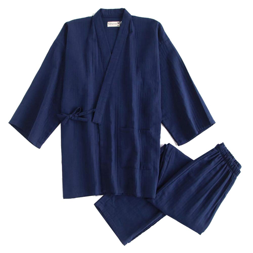 un-brand Kimono japonés para Hombre, Suelto, Informal, para el hogar, Pijama, Ropa de Dormir, Talla L O48