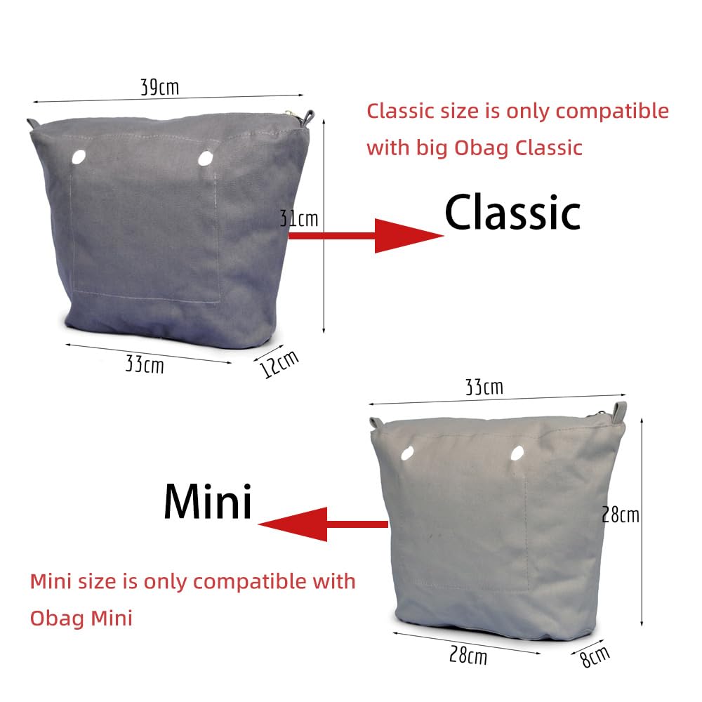 Nowy 1 szt. canvas wewnętrzny organizator O bag wstawka z zipem do torby Obag Classic Mini (Czarny,Classic,Organizator Canvas dla Obag)