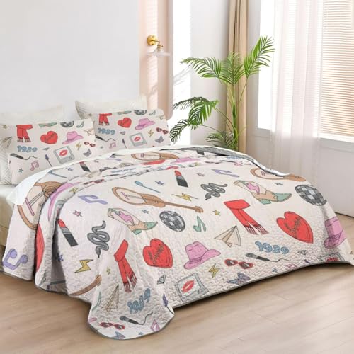 Allenjoy Twin Size Pop Music Queen Quilt Bedspreads Artist Bed Set Bedding Coverlet Fabric Washable with 1 Pillowcase SC00009-007