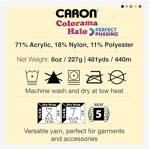 Caron Colorama Halo Cake Caron Lavender Frost Yarn - 2 Pack of 8oz/226.79g - 71% Acrylic,18% Nylon,11% Polyester - #5 Bulky - 60 Yards for Knitting, Crocheting & Crafts by Bernat - Image 7