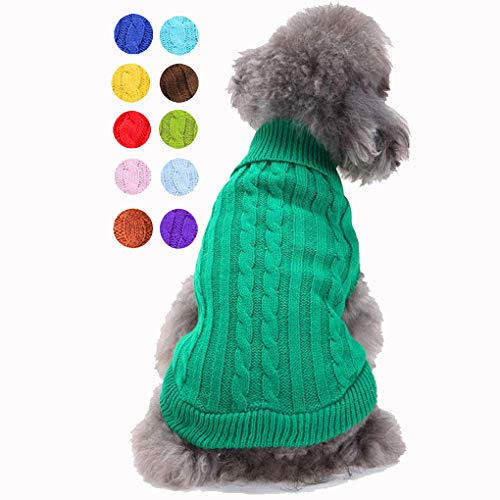 Small Dog Sweater, Warm Pet Sweater, Cute Knitted Classic Dog Sweaters for Small Dogs Girls Boys, Cat Sweater Dog Sweatshirt Clothes Coat Apparel for Small Dog Puppy Kitten Cat (Small, Green)