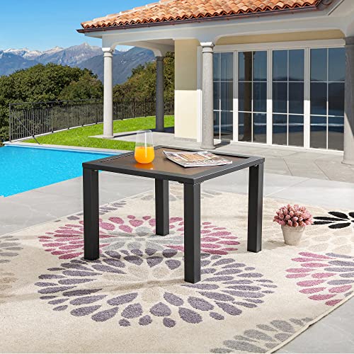 Image of LOKATSE HOME Square Patio Outdoor Side Table with Metal Frame All Weather, Brown