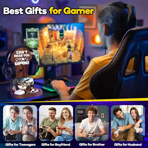 Slothoem-Gamer Gifts for Men Teenage Boy, Gamer Room Decor for Brother, Gaming Gifts for Son, Boyfriend, Husband, Gamer Room Accessories Stuff, Wooden Headset Stand - Can't Hear You I'm Gaming - Image 7