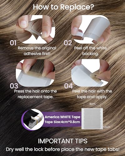 Image of LaaVoo Hair Extensions Tape in Balayage Human Hair Comfortable for Women | Black to Chestnut Brown Mixed Caramel Blonde, Tape in Extensions Human Hair, Easy to Styled with Heat, Remy, 18Inch 20Pcs 50G