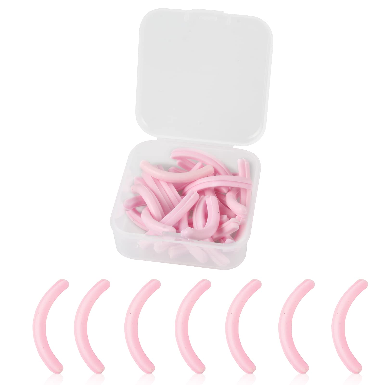 LEBQ 24 recambios para rizador de pestañas, almohadillas de recambio de goma de silicona, color negro, recambios para rizador de pestañas universal con una caja de almacenamiento transparente